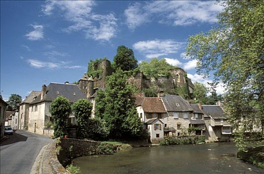 城堡,中世纪,乡村,法国
