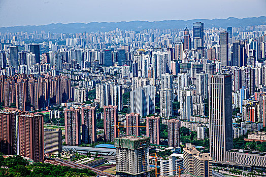 2063年重庆市南岸区南山老君洞道观俯瞰重庆渝中与南岸两区