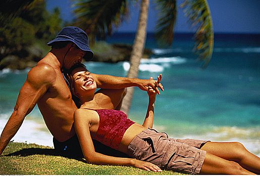 伴侣,放松,海滩,多米尼加共和国,加勒比海