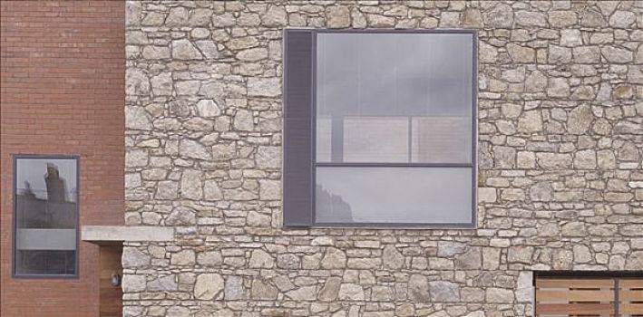 住宅,砖,石头,玻璃窗,特写
