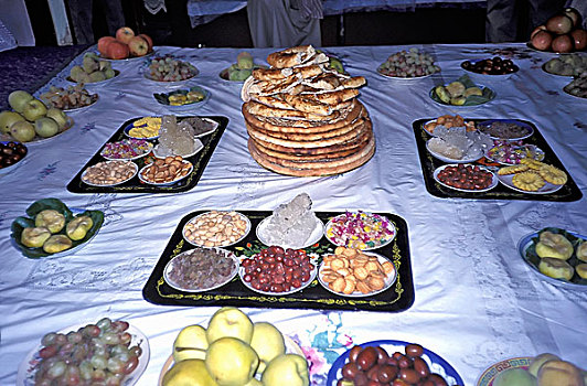 传统,维吾尔,餐饭,家,喀什葛尔,新疆,中国