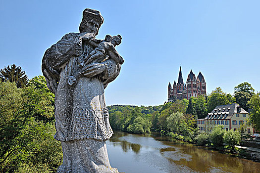雕塑,林堡,大教堂,桥,黑森州,德国
