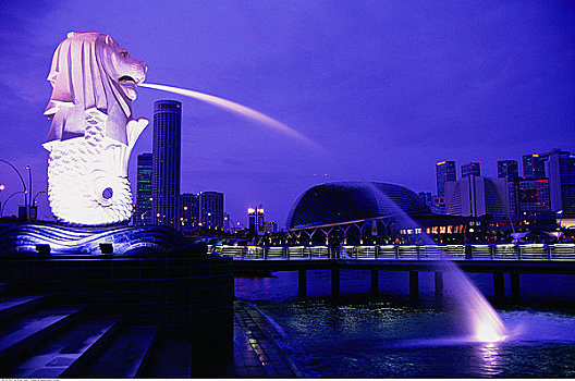 鱼尾狮,喷泉,新加坡