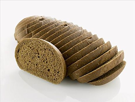 切片,面包,裸麦粗面包,白色背景