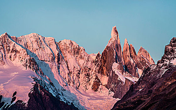 粉色,日落,风景,山脉,洛斯格拉希亚雷斯国家公园,巴塔哥尼亚,阿根廷