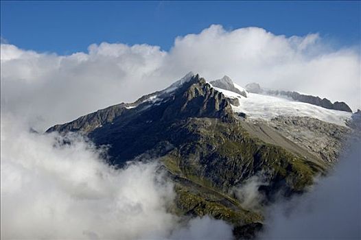 山峰,云,瓦莱,瑞士,欧洲