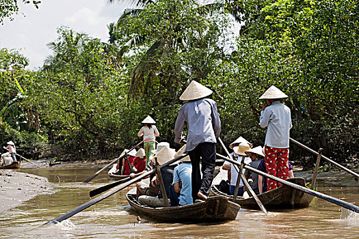 传统,运输,船,湄公河三角洲,南,越南,东南亚,亚洲