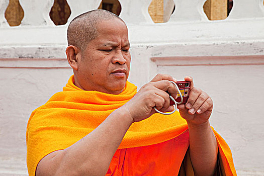 老挝,琅勃拉邦,僧侣,照相