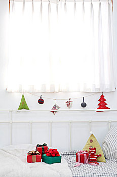 圣诞装饰,线,圣诞礼盒,沙发