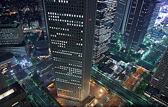 观注,平台,东京,城市,政府,办公室,新宿,建筑,前景