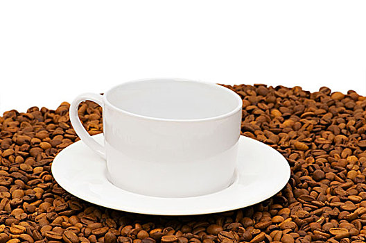白色,杯子,背景,咖啡豆