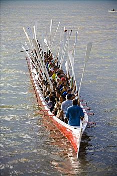 人,划船,独木舟,乌波卢岛,萨摩亚群岛