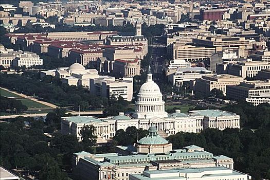 航拍,政府建筑,国会大厦建筑,国会图书馆,华盛顿特区,美国