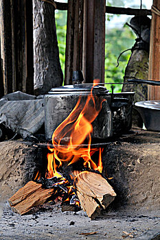 炊具,炉子,粘土,木头,火,露营,土壤,巴西,移动,克劳迪雅,南美