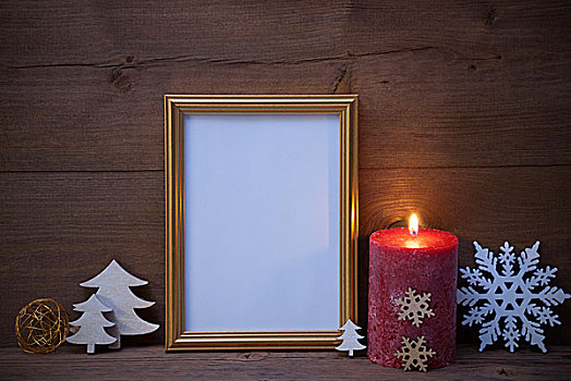 框,烛光,圣诞装饰,留白