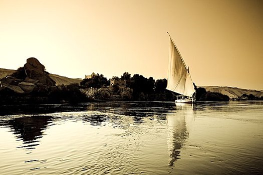 埃及,阿斯旺,三桅帆船,尼罗河