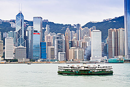 中国,香港,星,渡轮,穿过,维多利亚港,香港岛
