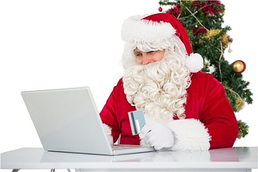 圣诞老人,网上购物,笔记本电脑