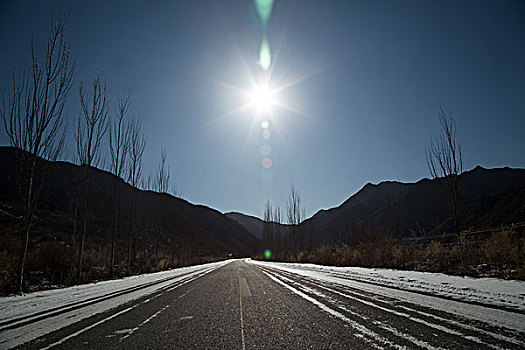 山,山路,弯道,冬天