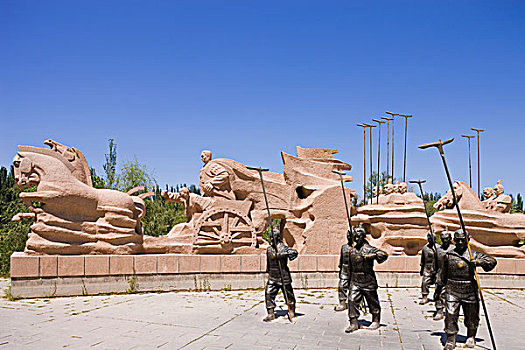 雕塑,西部,军队,酒泉,公园,甘肃,中国