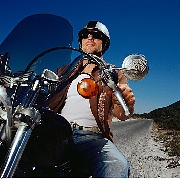 男人,骑,摩托车