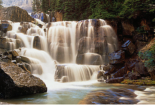 巨大,瀑布,班芙,艾伯塔省,加拿大