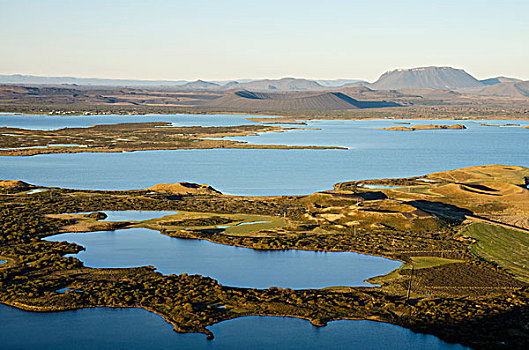 风景,山,湖,区域,东北方,冰岛,欧洲