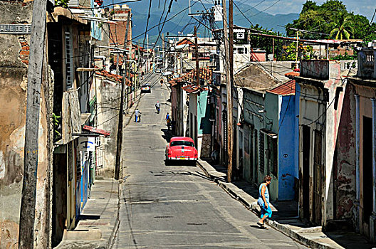 街道,场景,圣地亚哥,古巴,加勒比