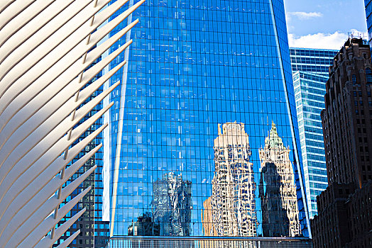 圆窗,建筑,自由,塔,一个,世贸中心,下曼哈顿,纽约,美国