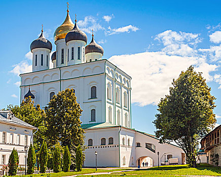 古典,俄罗斯,古老,宗教建筑,圣三一大教堂,普斯科夫,克里姆林宫,东正教