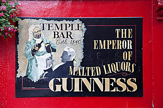 爱尔兰,都柏林,圣殿酒吧,标识,广告