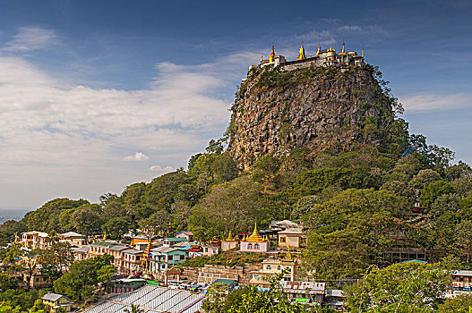 庙宇,上面,山,波芭山,缅甸