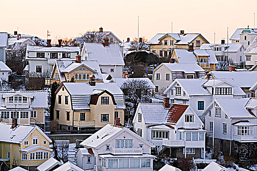 房子,雪,屋顶