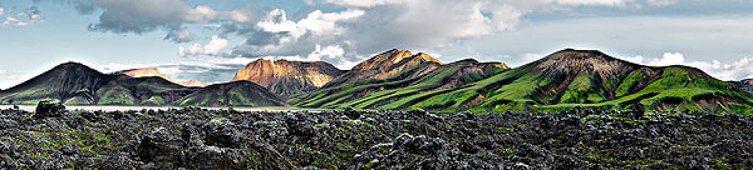 全景,山脉,兰德玛纳,冰岛,高地
