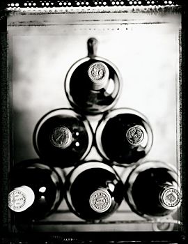葡萄酒瓶,波尔多,酒架,黑白