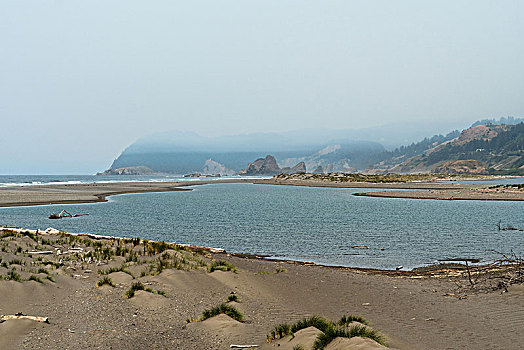 太平洋海岸,加利福尼亚,泻湖,烟雾,森林火灾