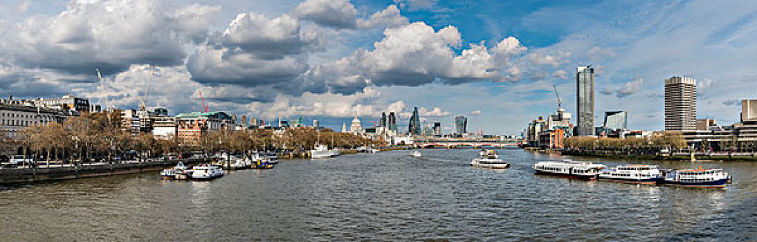 风景,滑铁卢桥,泰晤士河,金融区,伦敦