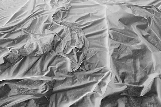 黑白,特写,褶皱,棉布,床单,床