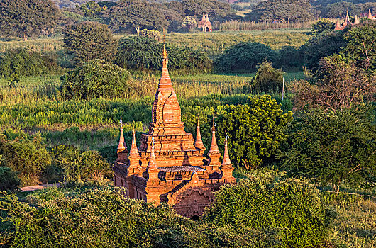 缅甸,曼德勒,区域,蒲甘,遗迹,风景,寺庙,日落
