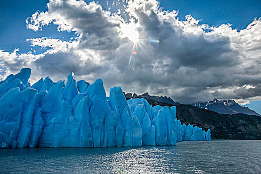 南美,智利,巴塔哥尼亚,托雷德裴恩国家公园,蓝色,冰河,山,戈登,画廊