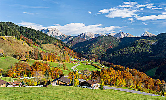 风景,区域,贝希特斯加登地区,背景,山,国家公园,巴伐利亚,德国,大幅,尺寸