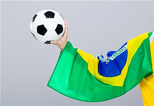 手,刮蹭,足球,巴西,旗帜