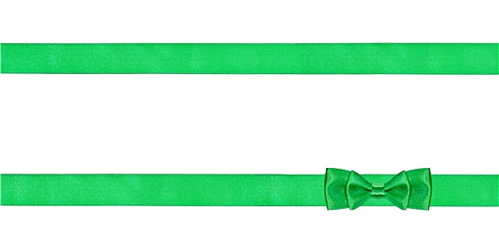 一对,绿色,蝴蝶结,打结,两个,平行,丝绸,带