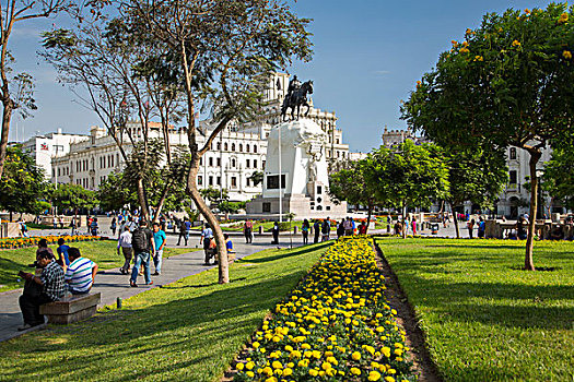 广场,雕塑,利马,秘鲁
