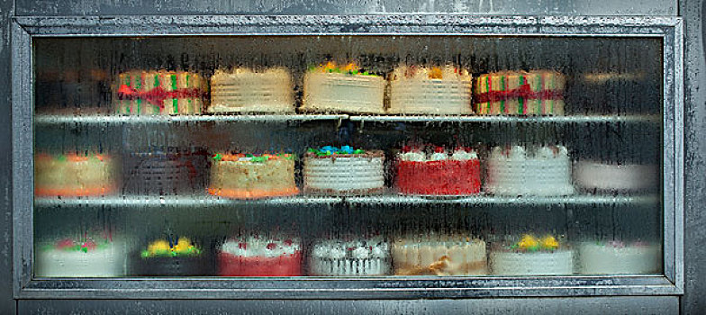 蛋糕,展示,糕点店,窗户,甜点,食物,烘制