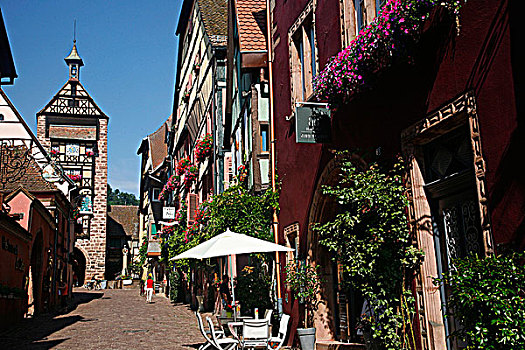 法国,阿尔萨斯,街道,塔,13世纪