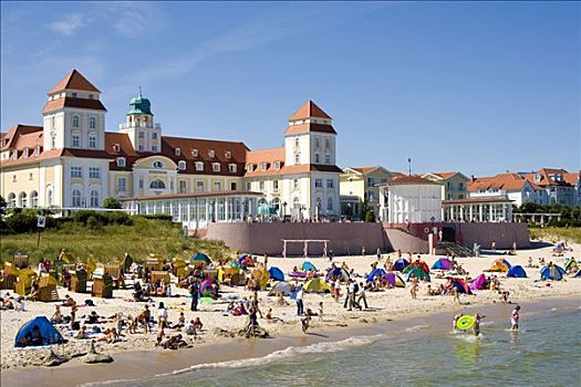 人,海滩,疗养所,波罗的海,梅克伦堡前波莫瑞州,德国,欧洲