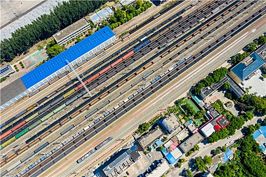 航拍河南平顶山东站铁路货运车站,原名申楼站