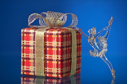 圣诞礼物,盒子,装饰,蓝色背景,背景