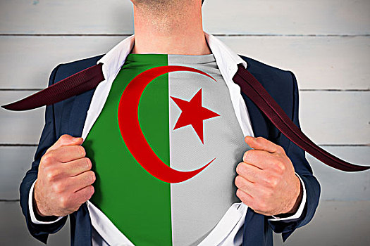 商务人士,打开,衬衫,揭示,阿尔及利亚,旗帜